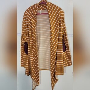 Striped Orange Women's Open Front Cardigan Size 2XL